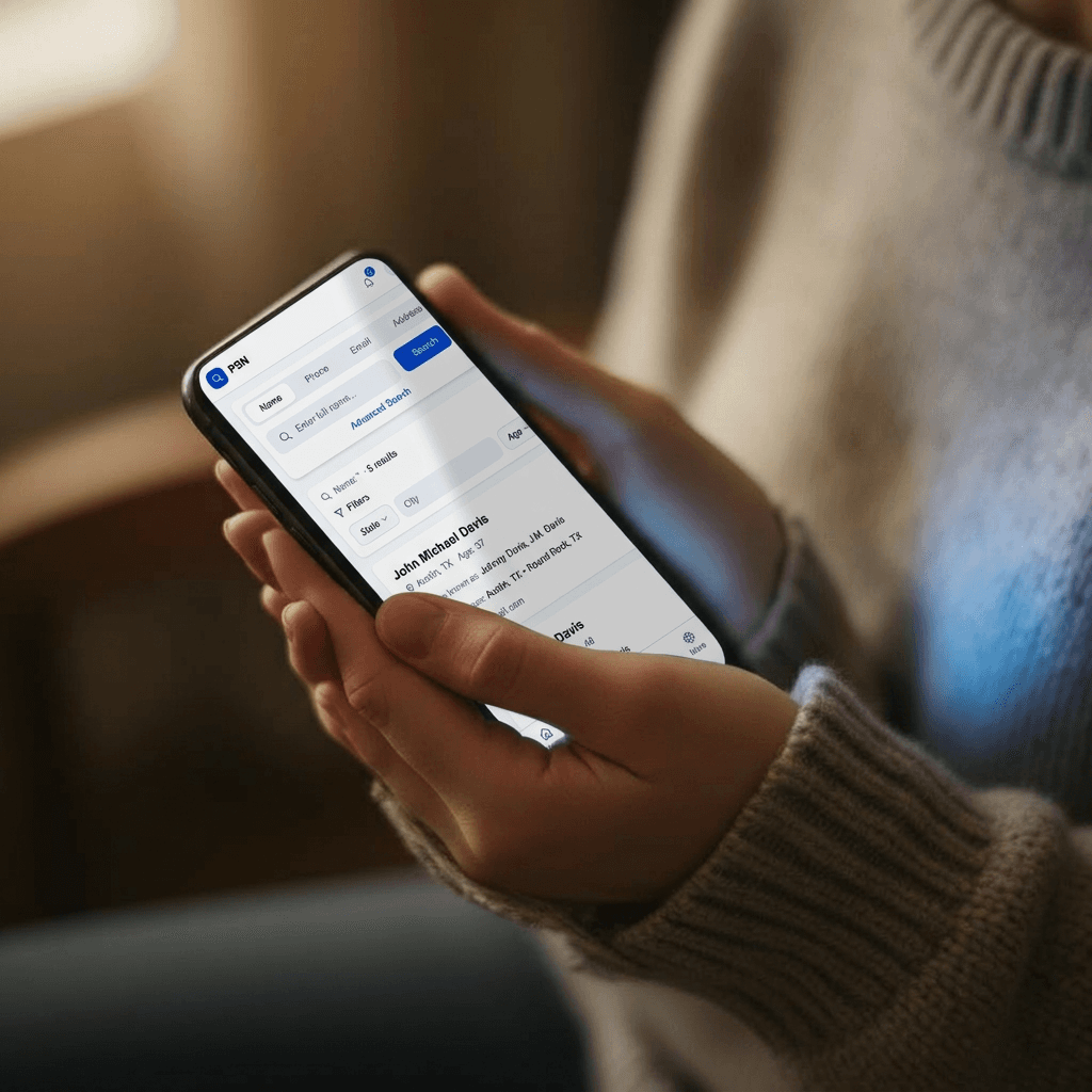 Hands cradling a phone — your searches stay private and confidential