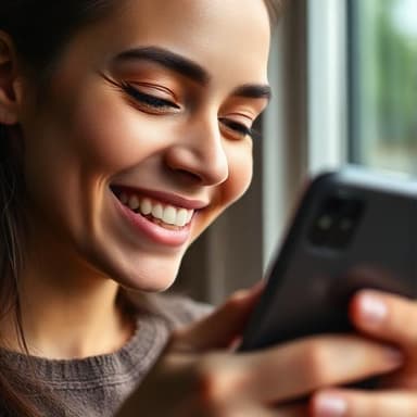Person smiling at phone